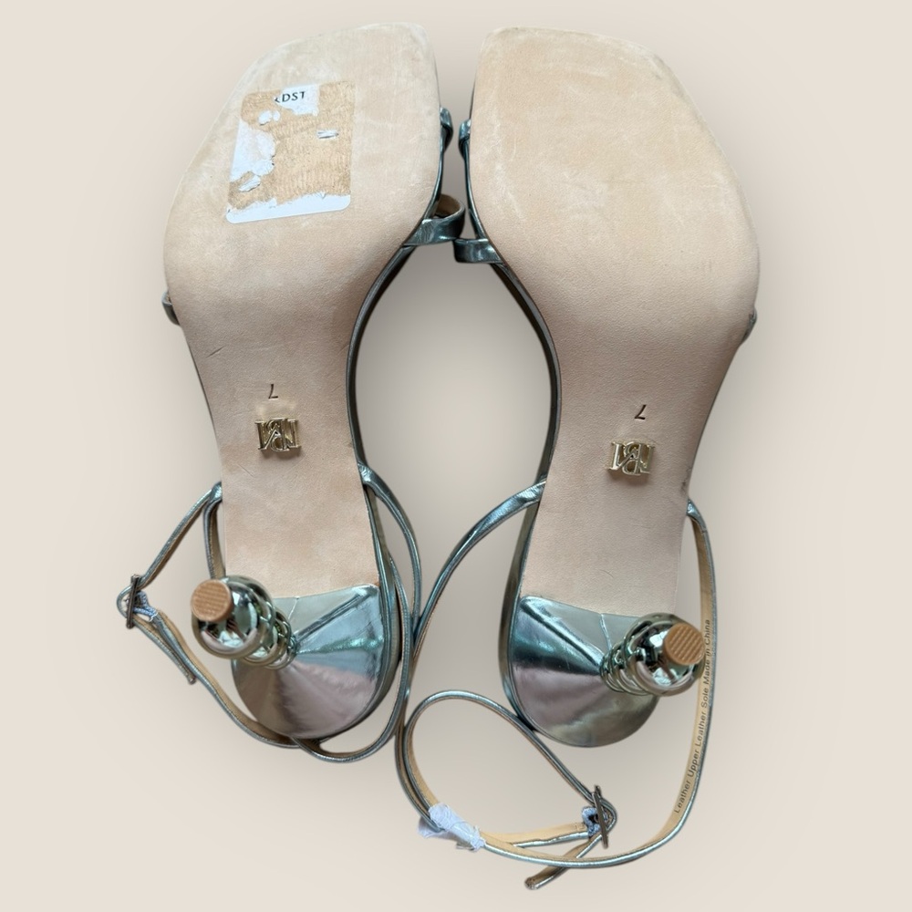 Badgley Mischka Callie Leather Crisscross Ankle-Strap Sandals - Picture 6 of 7